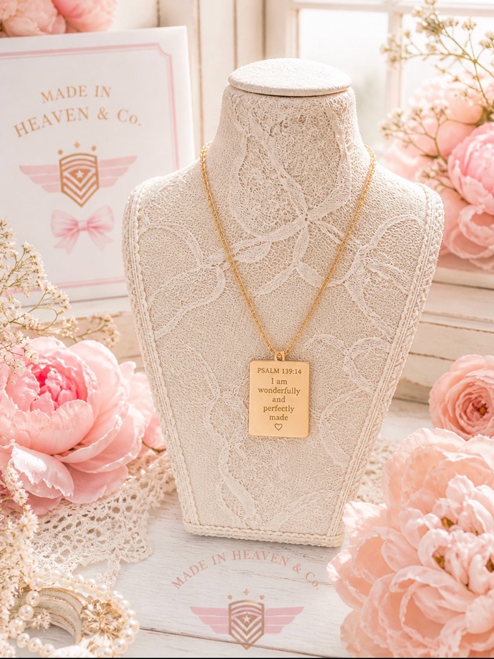 Psalm 134  I AM WONDERFULLY MADE 18k Gold plated Necklace box included 🙏